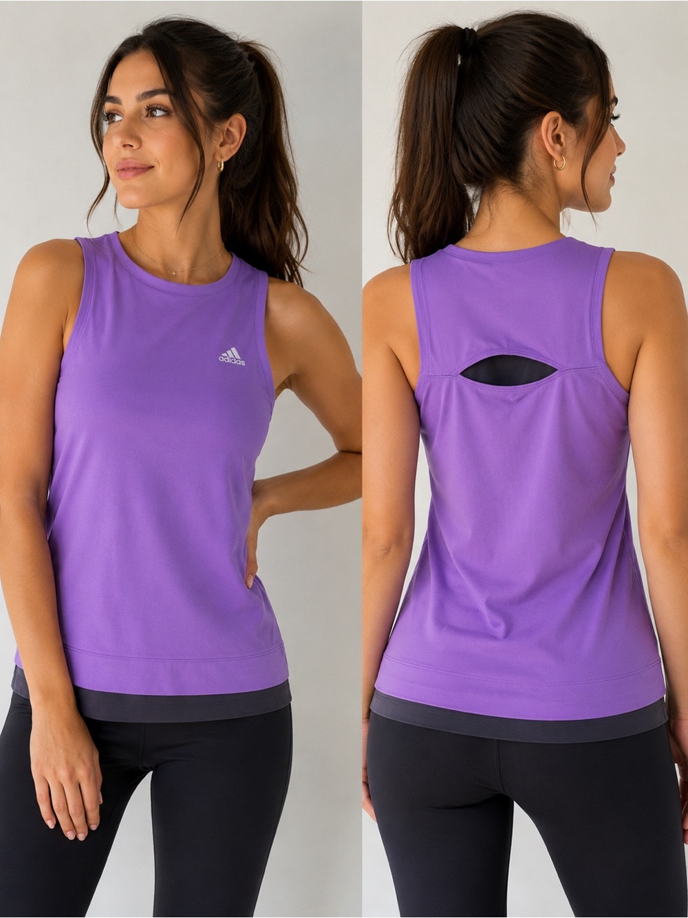 adidas Purple Keyhole Back Performance Tank